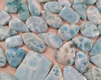 Natural Larimar Oval Cabochon Gemstone for Ring Making Jewelry Supply Dominican Blue Stone