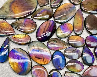 Purple Flash Labradorite Gemstone: Polished Natural Stone