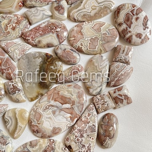Pingente de cabochão de ágata de renda louca natural, joias de um lado, plano, polido à mão, pedra preciosa semipreciosa, atacado, envoltório de fio