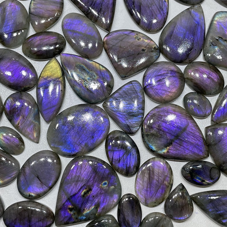 Natural Labradorite Purple Fire Cabochon Wholesale Lot, Purple Labradorite By Weight With Different Shapes And Sizes Used For Natural image 3