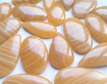 Aragonite Cabochon, Yellow Natural Gemstone Lot | Opaque Designer Stones, Jewelry Supply, Assorted Sizes