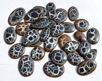 Bulk Gemstone, Handcrafted Septarian Cabochon | Black Opaque Nodule | Loose Cab For Jewelry