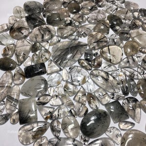 Black Rutile Quartz Top Grade Quality 100% Natural Cabochon Loose Gemstone For Making Jewelry