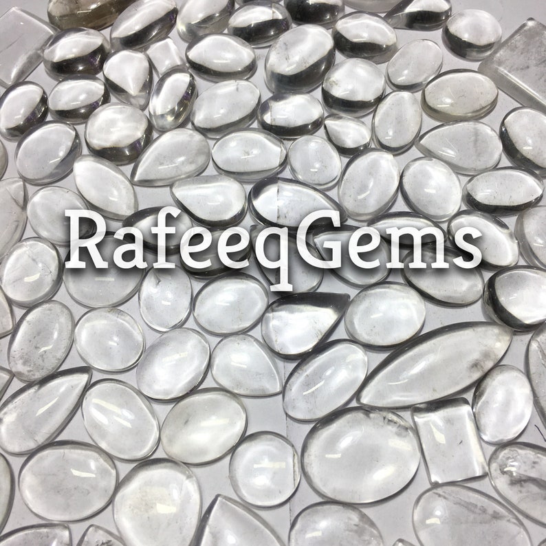 Crystal Quartz Wholesale Lot Cabochon, Natural Crystal Quartz Gemstone By Weight With Different Shapes Natural image 1