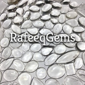 Crystal Quartz Wholesale Lot Cabochon, Natural Crystal Quartz Gemstone By Weight With Different Shapes Natural image 4