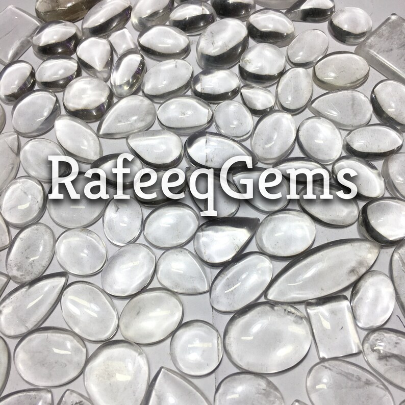 Crystal Quartz Wholesale Lot Cabochon, Natural Crystal Quartz Gemstone By Weight With Different Shapes Natural image 4