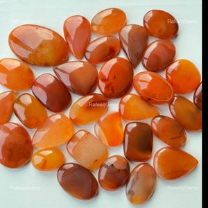 Unheated Orange Carnelian Agate Cabochon: Natural Gemstone for Jewelry