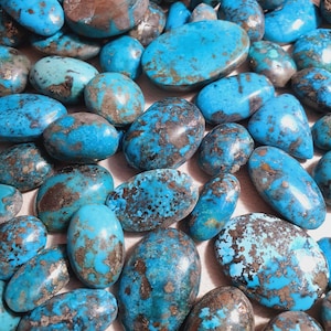 Cabochão de turquesa persa natural | Pedra preciosa genuína polida à mão | Vários formatos e tamanhos para fabricação de joias
