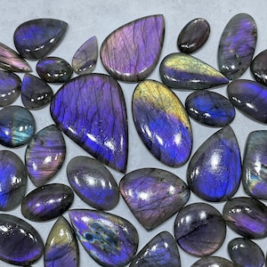 Natural Labradorite Purple Fire Cabochon Wholesale Lot, Purple Labradorite By Weight With Different Shapes And Sizes Used For Natural image 2