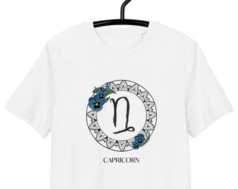 Organic cotton unisex t-shirt | Women's T-shirt | Men's T-shirt | Capricorn Zodiac Sign Birth Flower