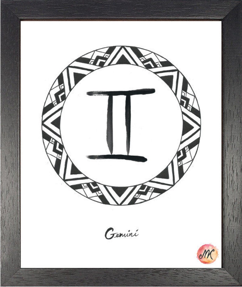 Sternzeichen Gemini Symbol Download druckbare Wandkunst | Etsy
