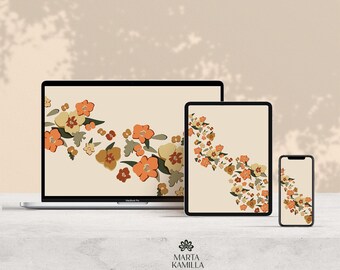Fondo de pantalla digital, paquete de fondos de pantalla digitales, fondo de pantalla floral para teléfono, fondo de pantalla digital para computadora portátil, fondo de pantalla para escritorio