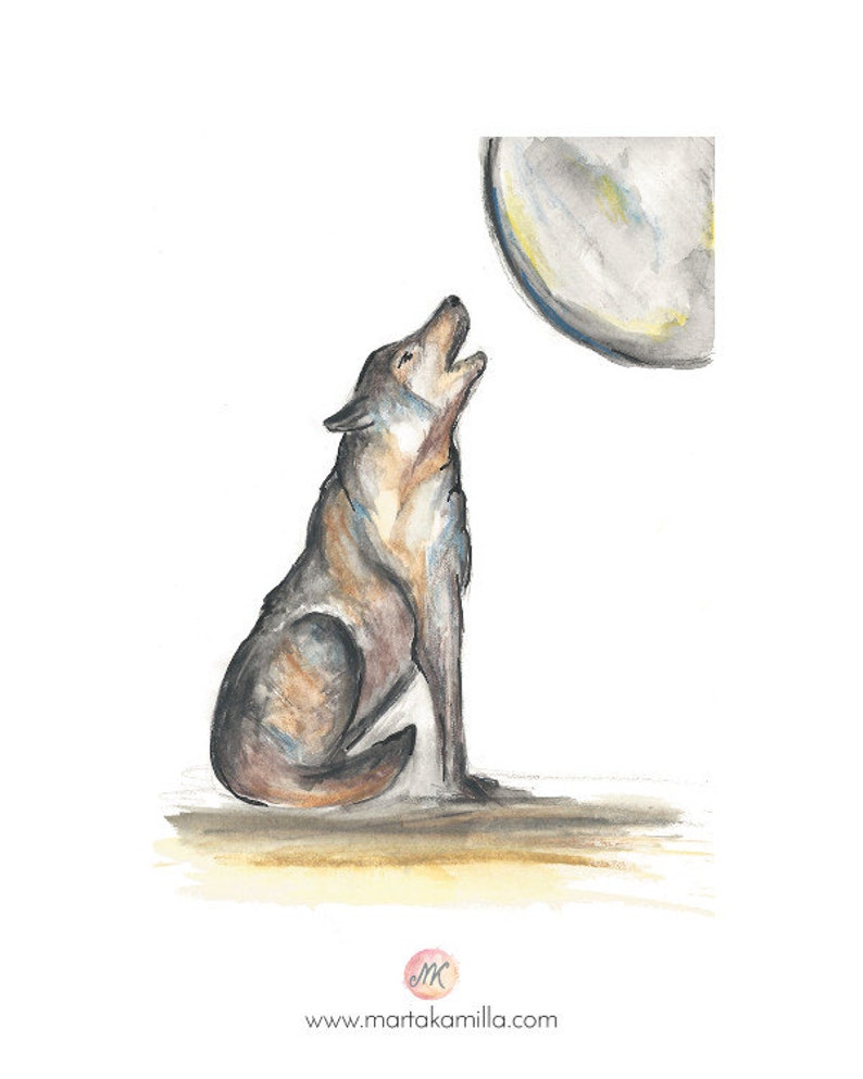 Howling Wolf Spirit Animal Symbol Giclee Fine Art Print | Etsy
