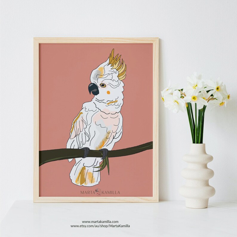 Cockatoo Wall Art Download Printable 3 Sizes A4 A3 8x10in Australian