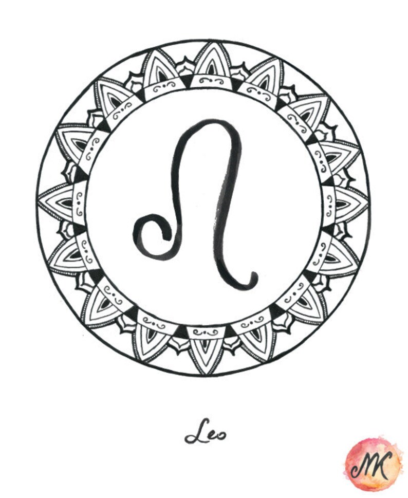 Zodiac Sign Leo Symbol Download Printable Wall Art | Etsy