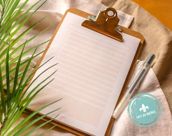 Minimaliste | To Do List | Tablette de note | Checklist | Liste à cocher