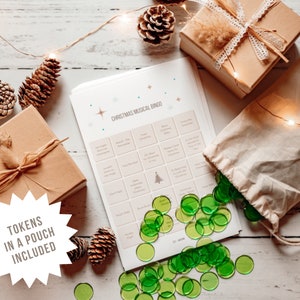 Christmas music bingo (BILINGUAL) | Name the Christmas Song Game | Christmas party games | Holiday Bingo | Christmas Adult and Family Game