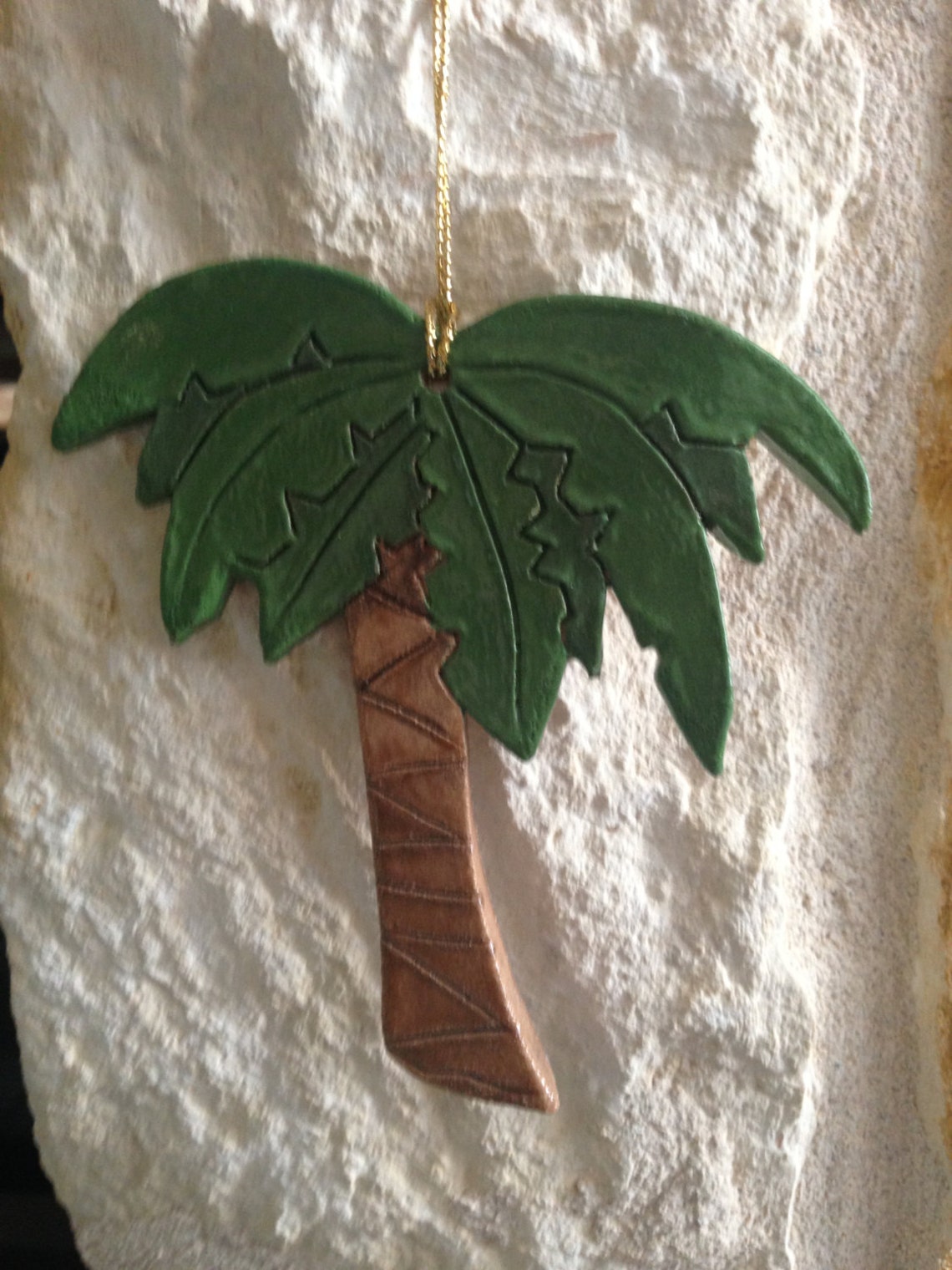 Palm Tree Christmas Ornament Stoneware Palm Tree Ornament Etsy