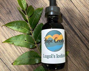 Lugol’s Iodine 5% 2 oz Bottle Handmade by Hope Creek Acres in the Ozark Mountains