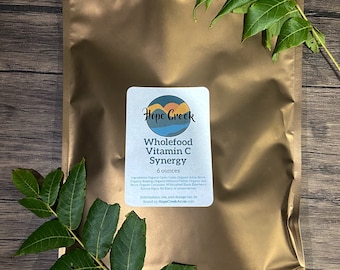 Unique Recipe! Natural Plant Based Organic NON-GMO Wholefood Vitamin C Synergy Blend Powder 6 oz by Hope Creek Acres in the Ozark Mountains