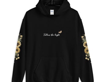 black hoodie with sunflower