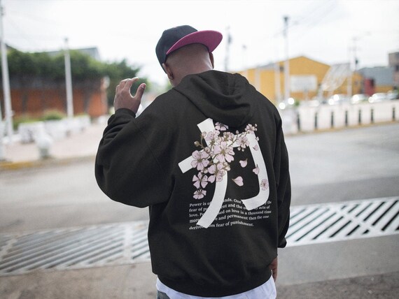 Unisex Cherry Blossom Hoodie Back Side 