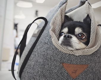 Pet carrier, Dog carrier: The Herringbone (customized NAMETAG is added!)