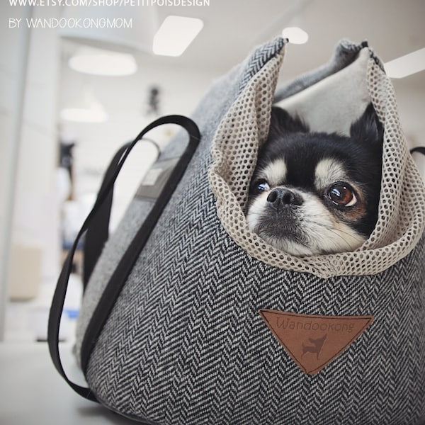 Pet carrier, Dog carrier: The Herringbone (customized NAMETAG is added!)