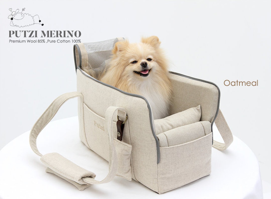 Small Dog Carrier Bag Plaid Multicolor Faux Fur Zip 9.5'x 8.5' x6