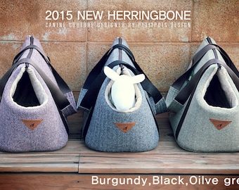 Pet carrier, Dog carrier: The Herringbone (customized NAMETAG is added!)