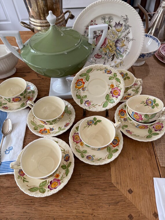 Vintage Grindley England Tea Cup and Saucer Set: Yellow Floral
