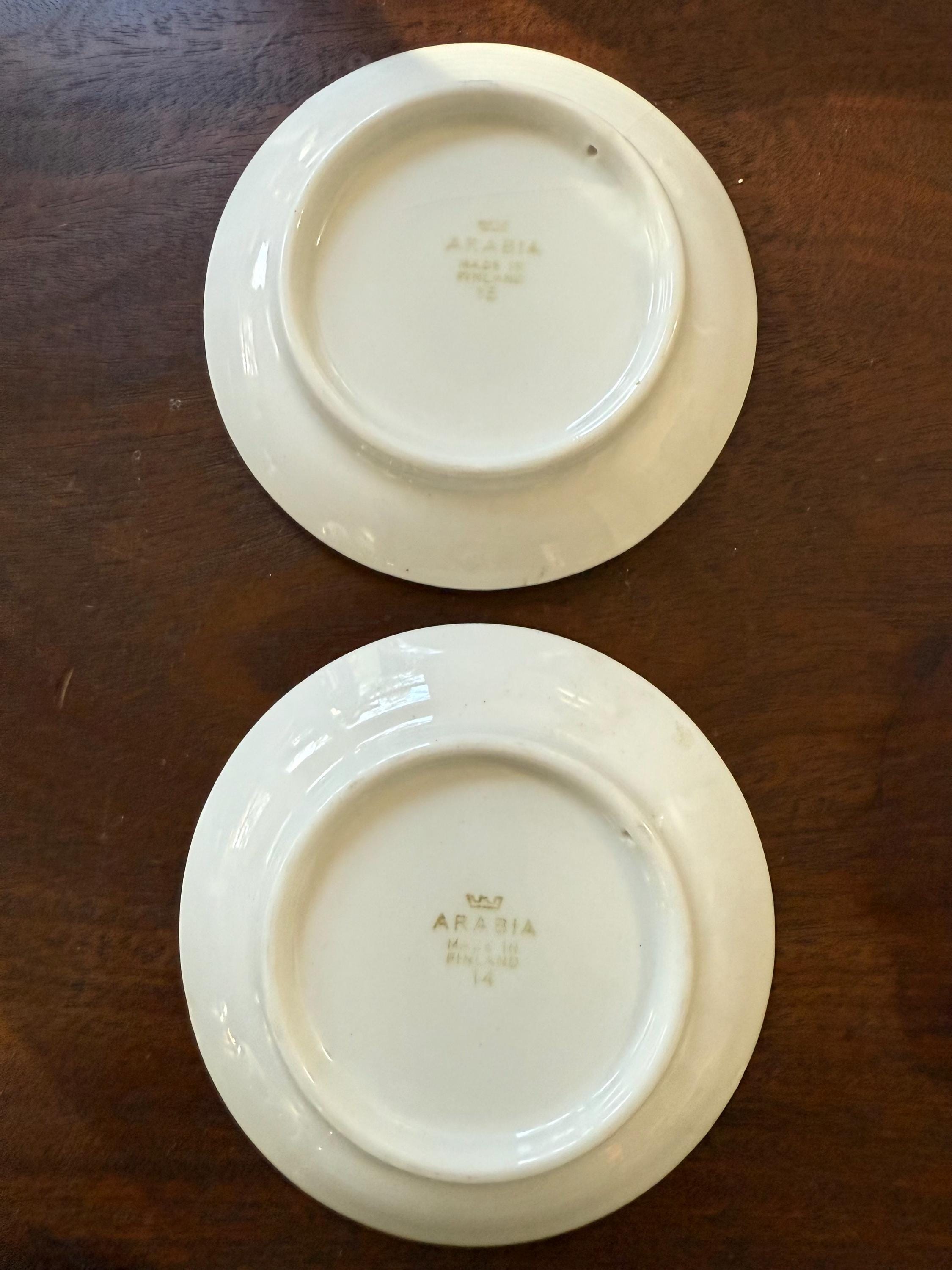 ARABIA FINLAND NAPOLI プレート 2枚セット Black and White Vintage Little Plates. Arabia. Finland. Set of 2