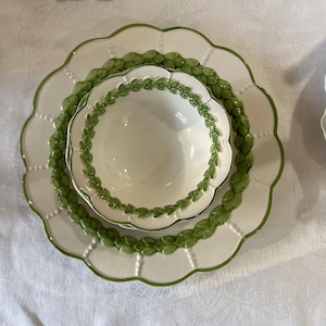 3 Pieces of Green and White Italian Pottery.