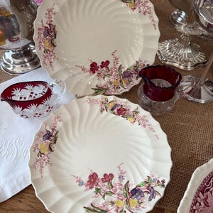 Platos vintage florales rosas de Copeland Spode. Juego de 2 platos de almuerzo de 20 cm, Inglaterra.