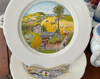 Juego de 4 platos de 12" de la abuela Moisés