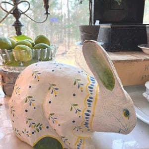 Vintage papier-mâché hand painted bunny.