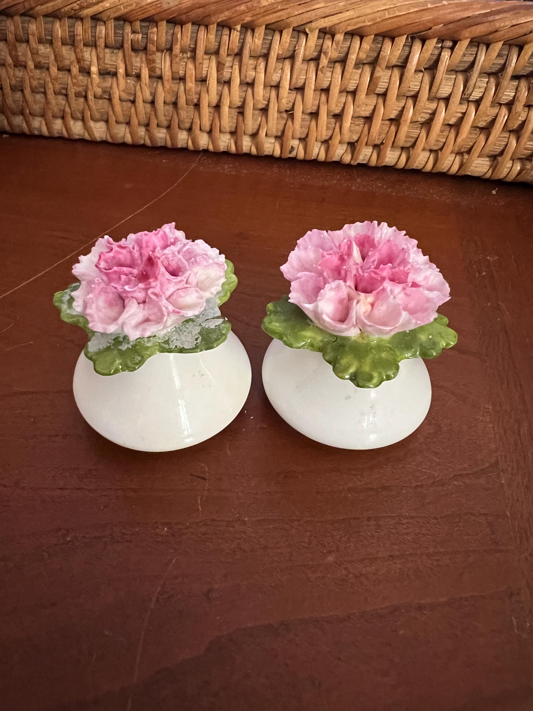 Pink Carnation Vintage English Bone China Salt and Pepper - Etsy