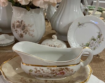 Royal Ironstone porslinssåsskål med fat