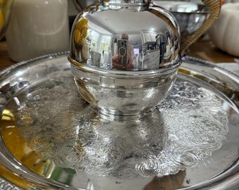 Silverplate Coffee Server With Reed Handle. Italy. - Etsy