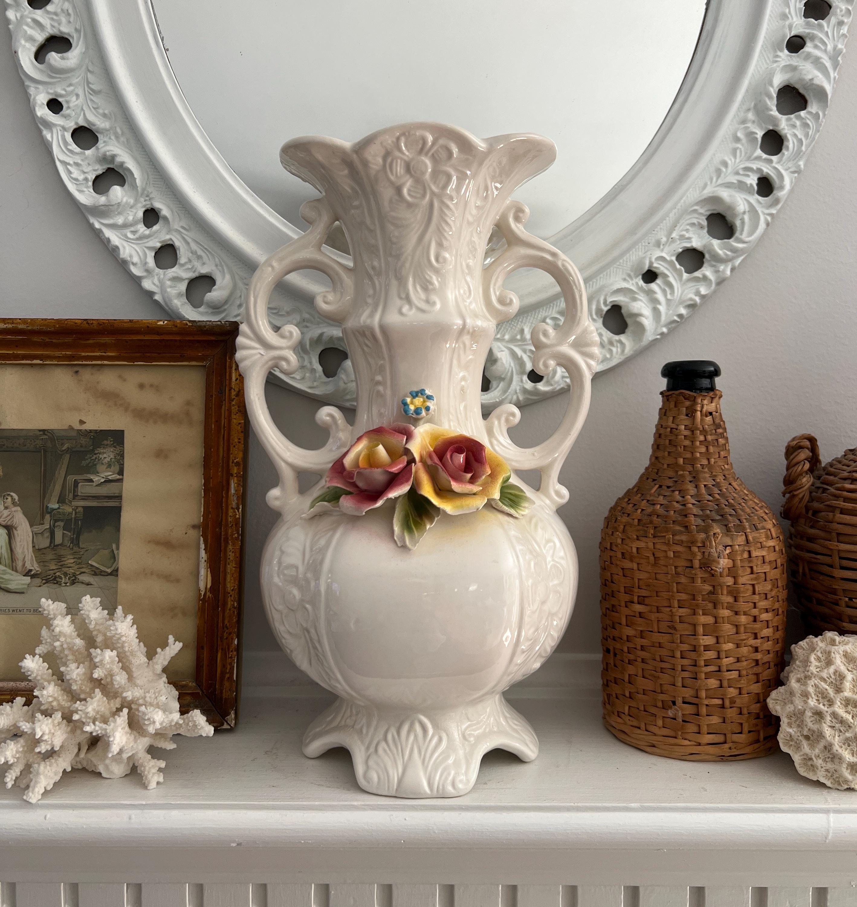 Italian Capodimonte Vintage White 13” Vase - Etsy