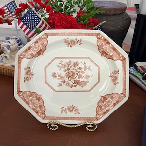 Brown and White English Ironstone Transferware Platter.  14” x 12”