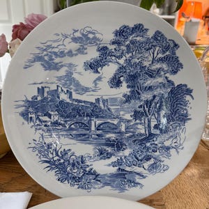 Blue and White 10” English Dinner Plates.  Wedgwood Countryside.