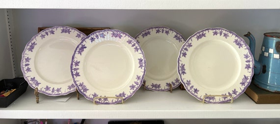 Purple Grapevine Cauldon 9.25” Vintage Plates.  Set of 4.