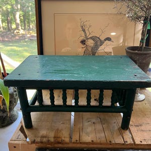 Green Vintage Wooden Foot Stool