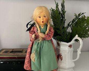 Poupée sifflante Baitz vintage, Autriche avec étiquette, années 50