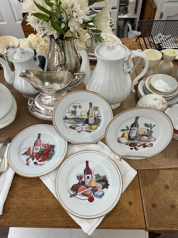Lot De 4 Assiettes Vintage - Fromages Des Régions De France - Céramique