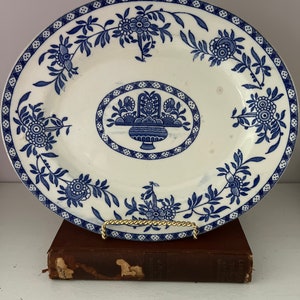 Antique Delph Blue and White Oval Plate