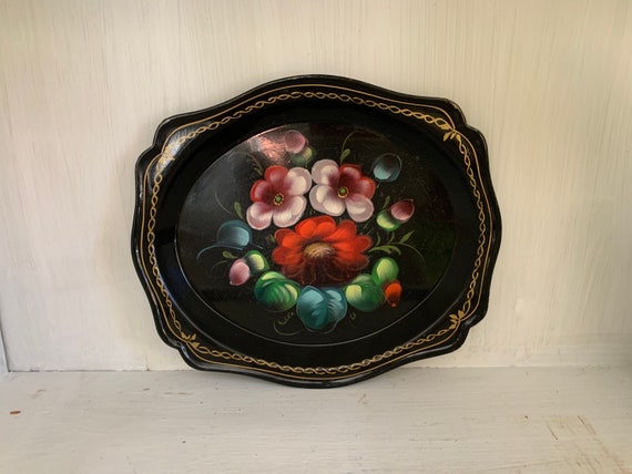Vintage Russian Handpainted Metal Tray. Measures 8” X 6.5”. - Etsy