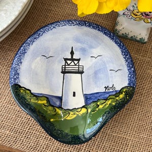 Lighthouse Pottery handpainted Spoonrest.