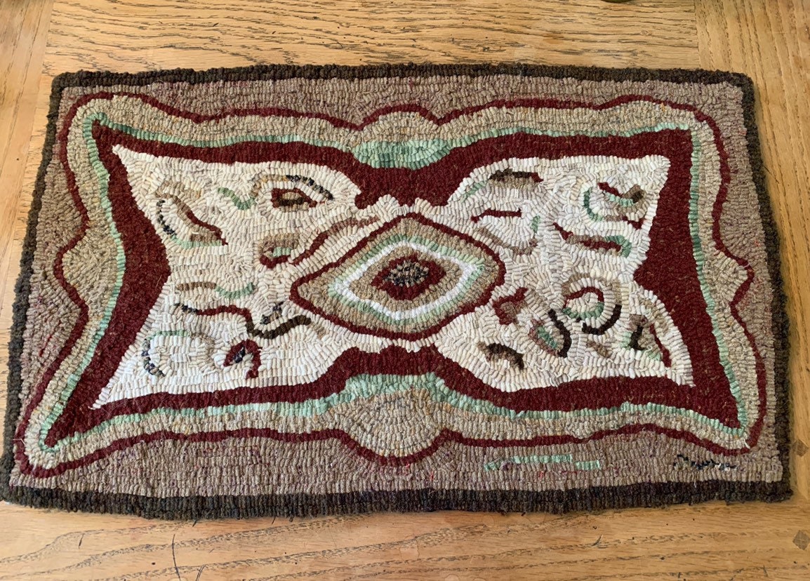 Handhooked primitive table mat. Measures 21' 12' Etsy